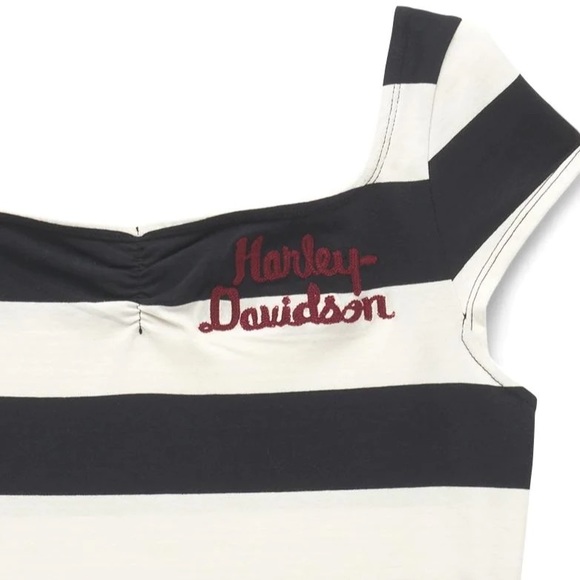 Harley-Davidson Large Bodysuit Bombshell Bodysuit Black and White Striped NWT - Picture 10 of 14